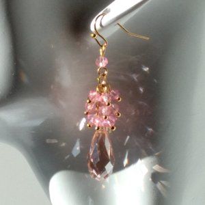 Sundance Rose Quartz and Pink Topaz Cluster Hanging Earrings